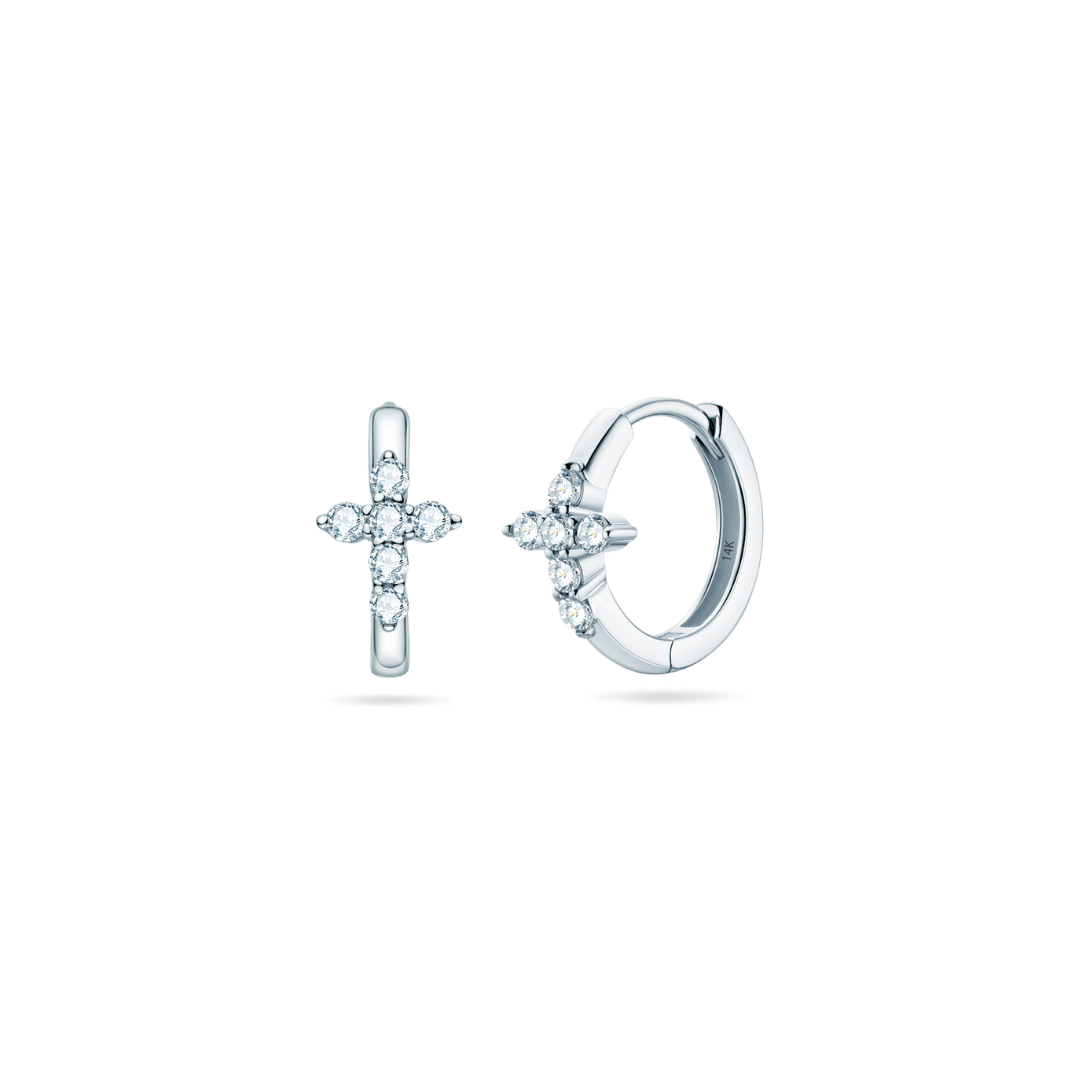 14K Cross Moissanite Hoops Earrings IceLink-CAL   