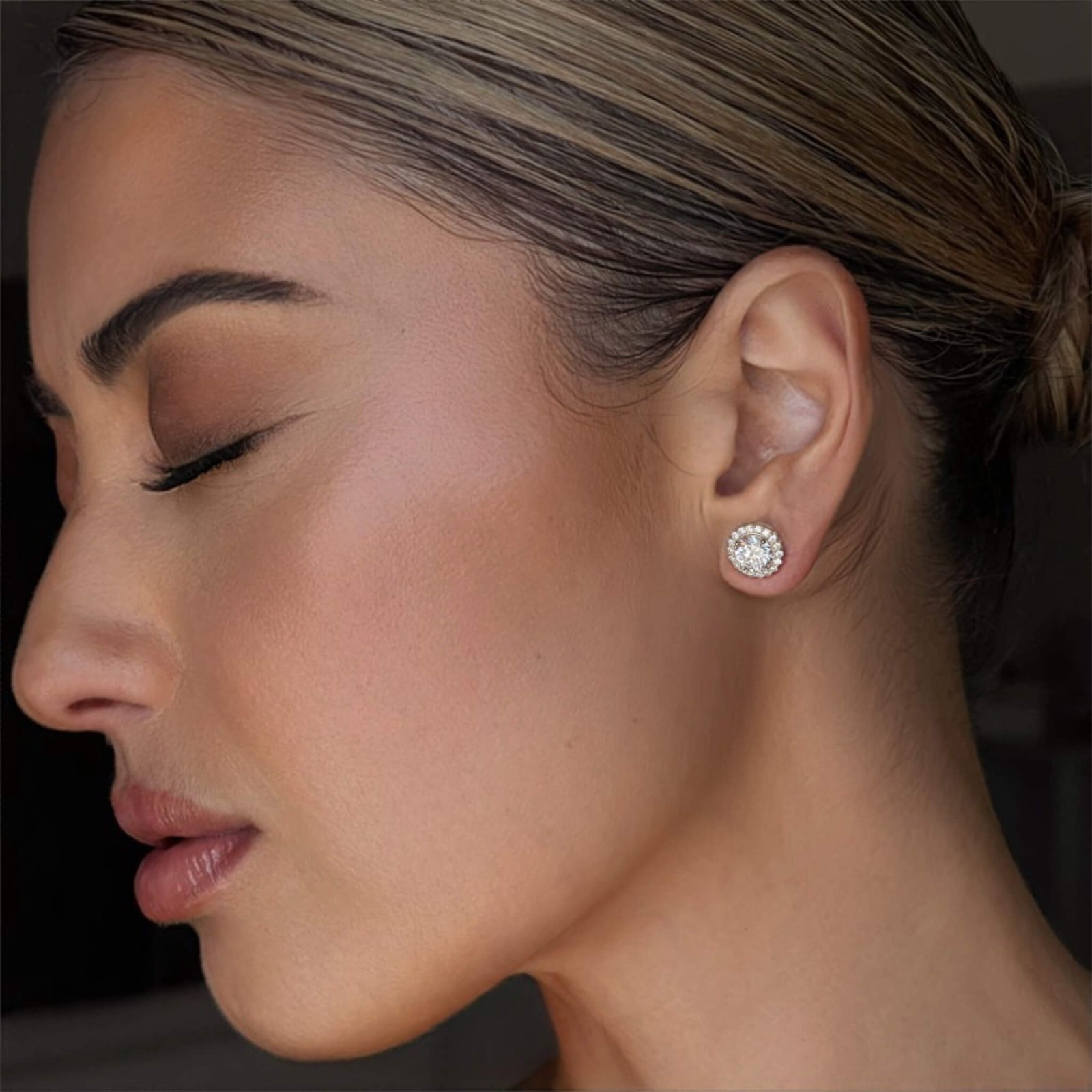 14K Isabella Moissanite Stud Earrings Earrings IceLink-CAL 14K White Gold  