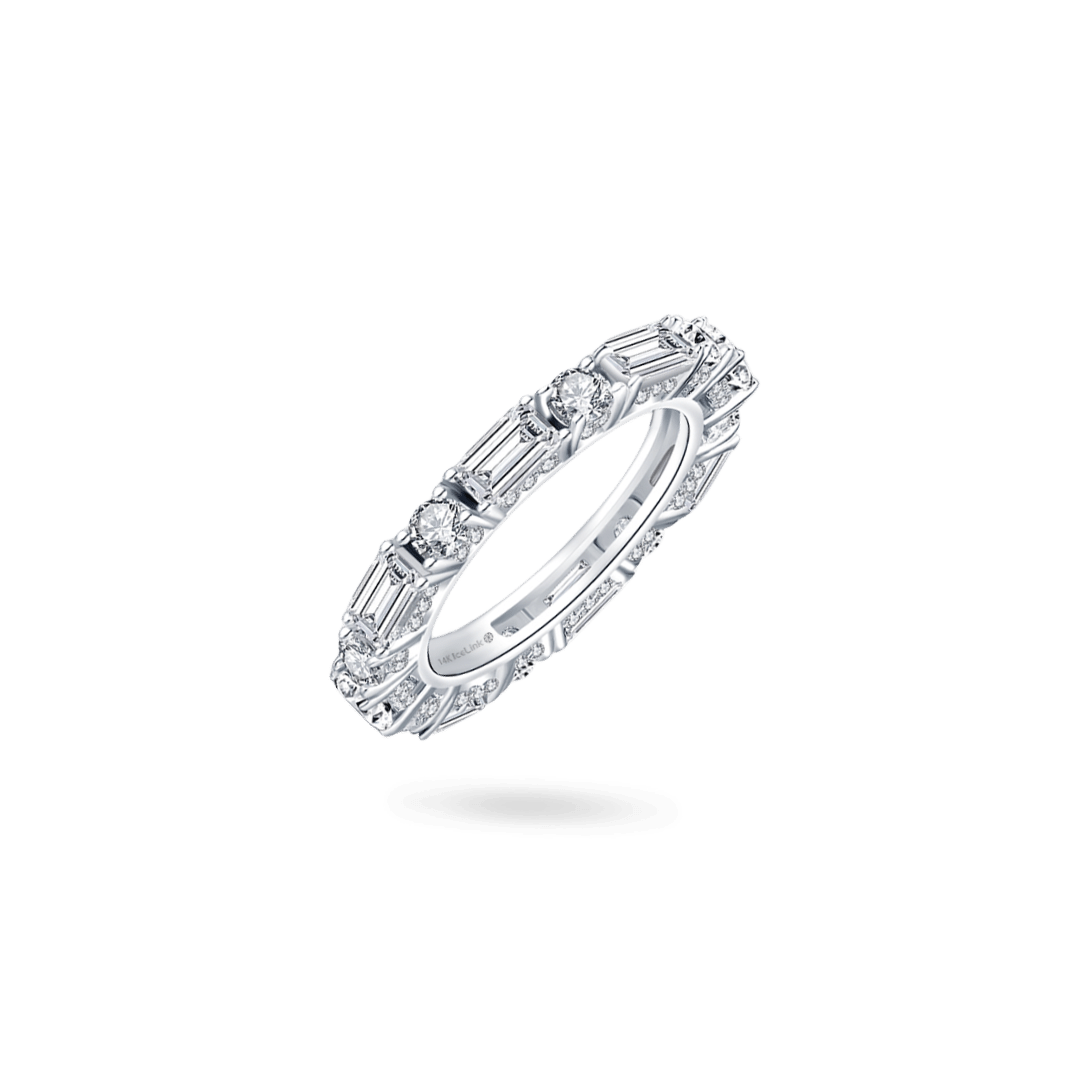 14K Round & Emerald Cut Eternity Ring Rings IceLink-CAL   