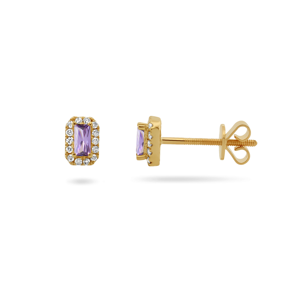 14K February Birthstone Diamond Stud Earrings (Sample Sale) Earrings IceLink-SVN