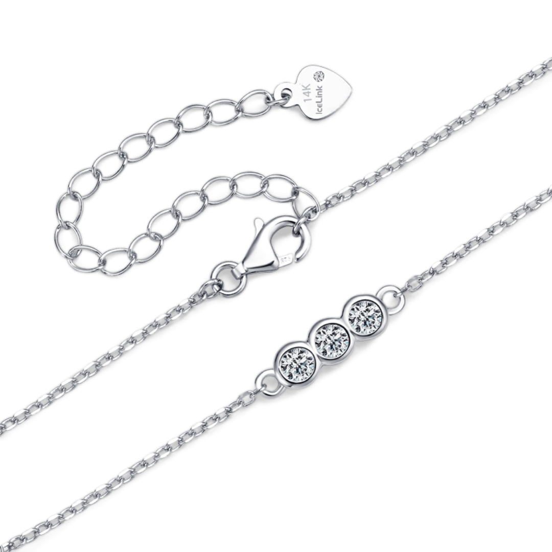 14K White Gold Trinity Moissanite Bracelet Bracelets IceLink-CAL   