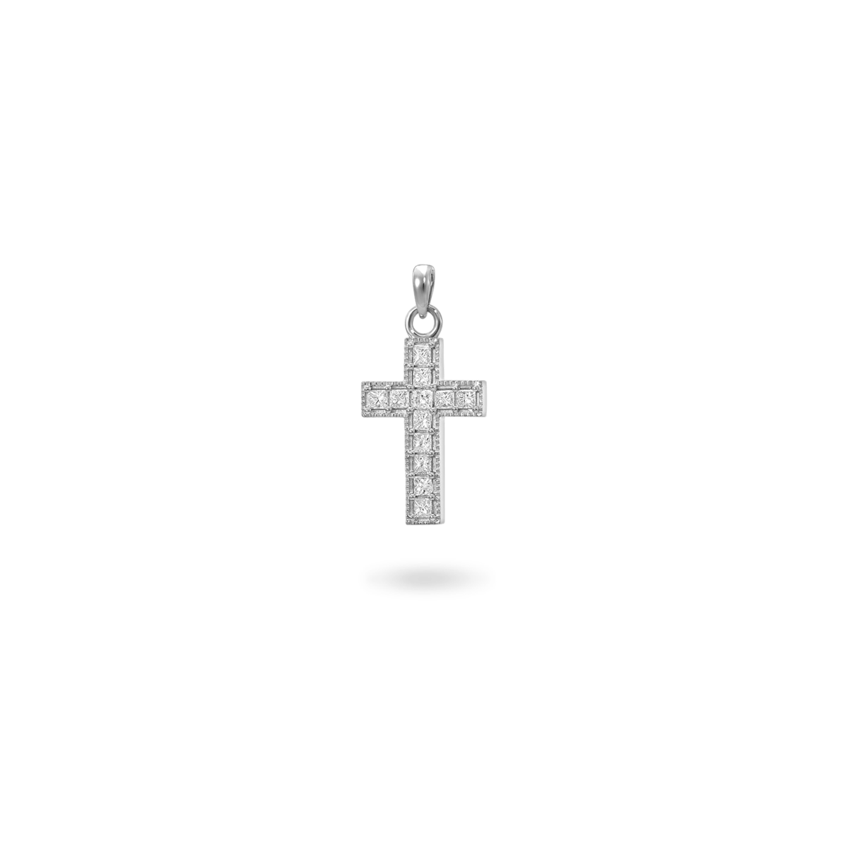 14K Capri Cross Necklaces IceLink-CAL 14K White Gold  