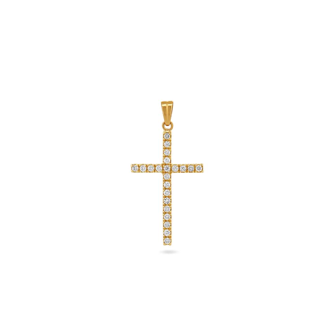 14K Medium Square Diamond Cross Pendant Necklaces IceLink-CAL   