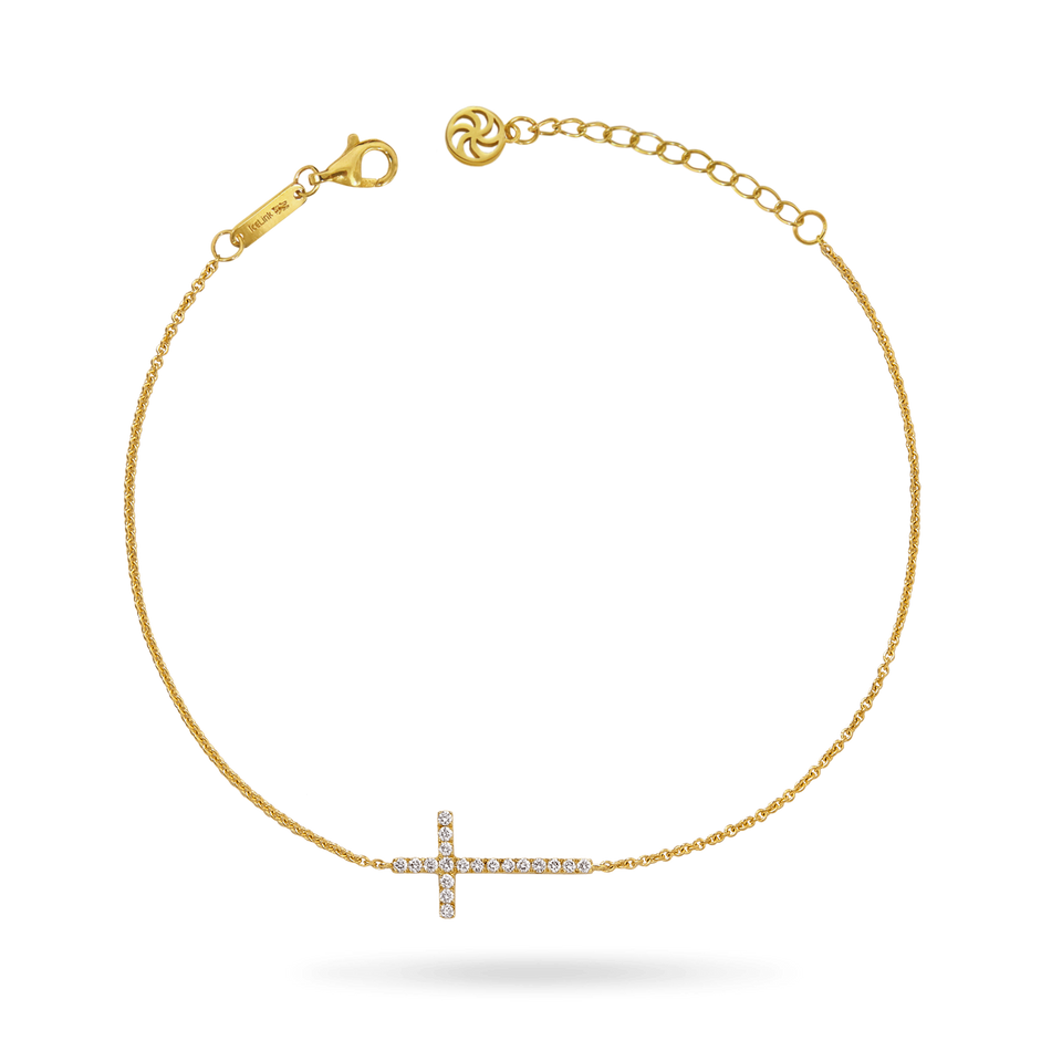 14K 'Paris' Diamond Cross Bracelet Bracelets IceLink-SVN 14K Gold