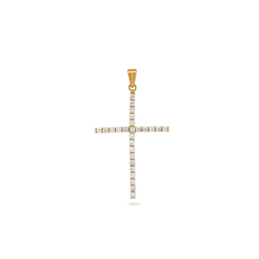 14K Large Round Diamond Cross Pendant Necklaces IceLink-CAL   