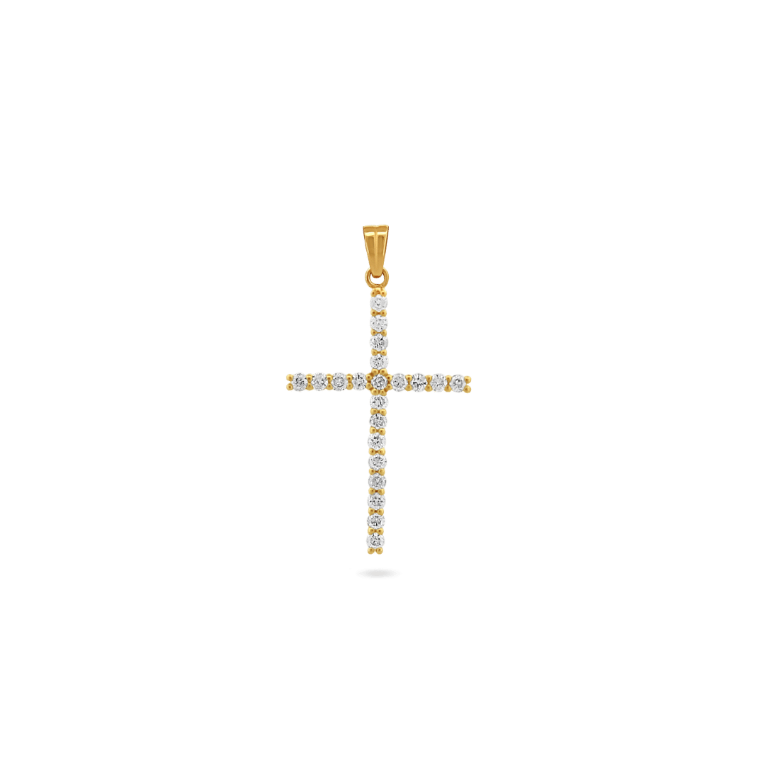14K Medium Round Diamond Cross Pendant Necklaces IceLink-CAL   