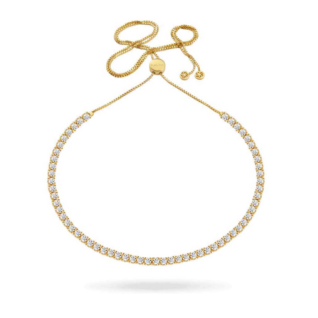 Classic Adjustable Tennis Necklace Choker IceLink-ATL 14K Gold Plated  