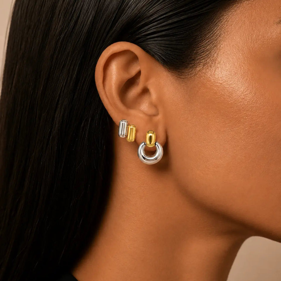 Two-Tone Earring Set Earrings IceLink-LOVE