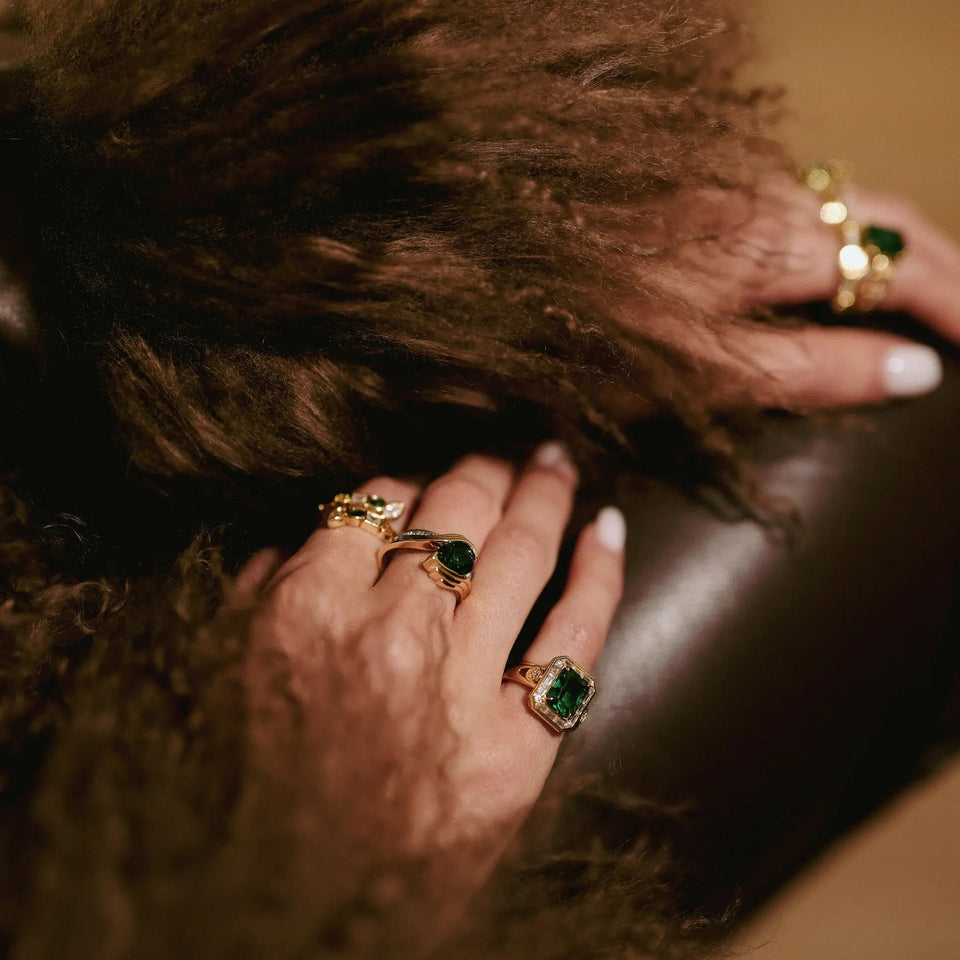'Lina' Emerald Pear Ring Rings IceLink-ATL 5
