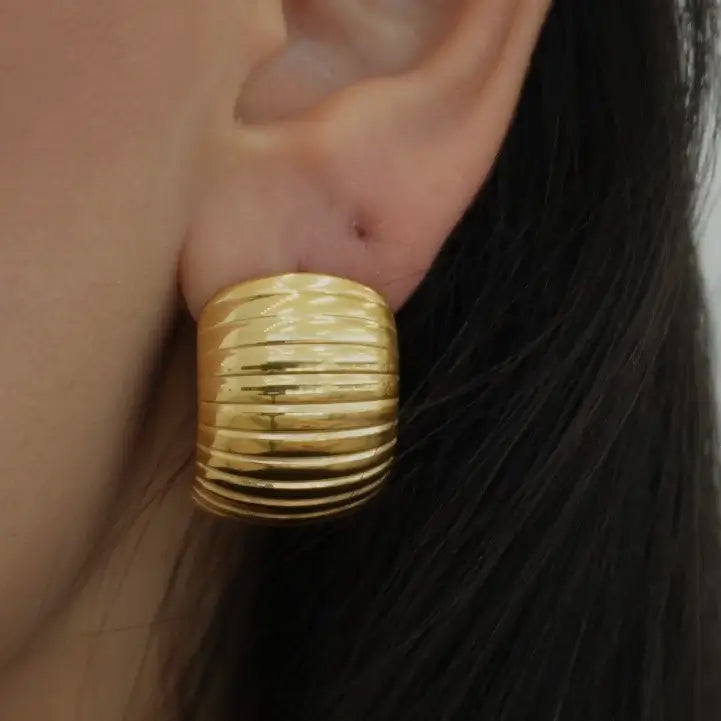 ‘Zoe’ Ribbed Dome Earrings Earrings IceLink-JUS