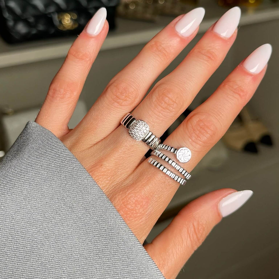 'Sable' Ribbed Spiral Wrap Eternity Ring Rings IceLink-ATL 5