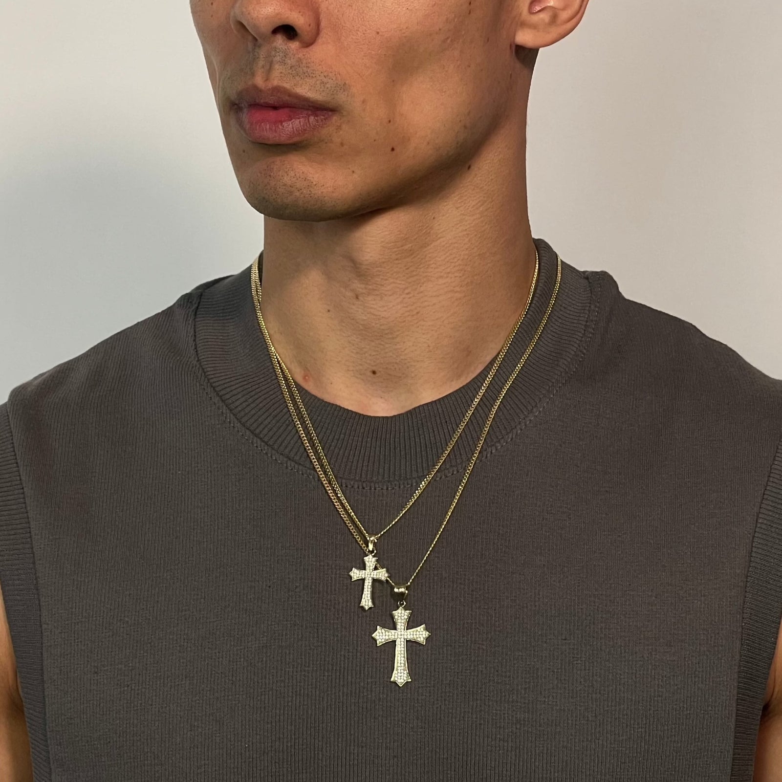 14K Large Cross Pendant Necklaces IceLink-CAL   