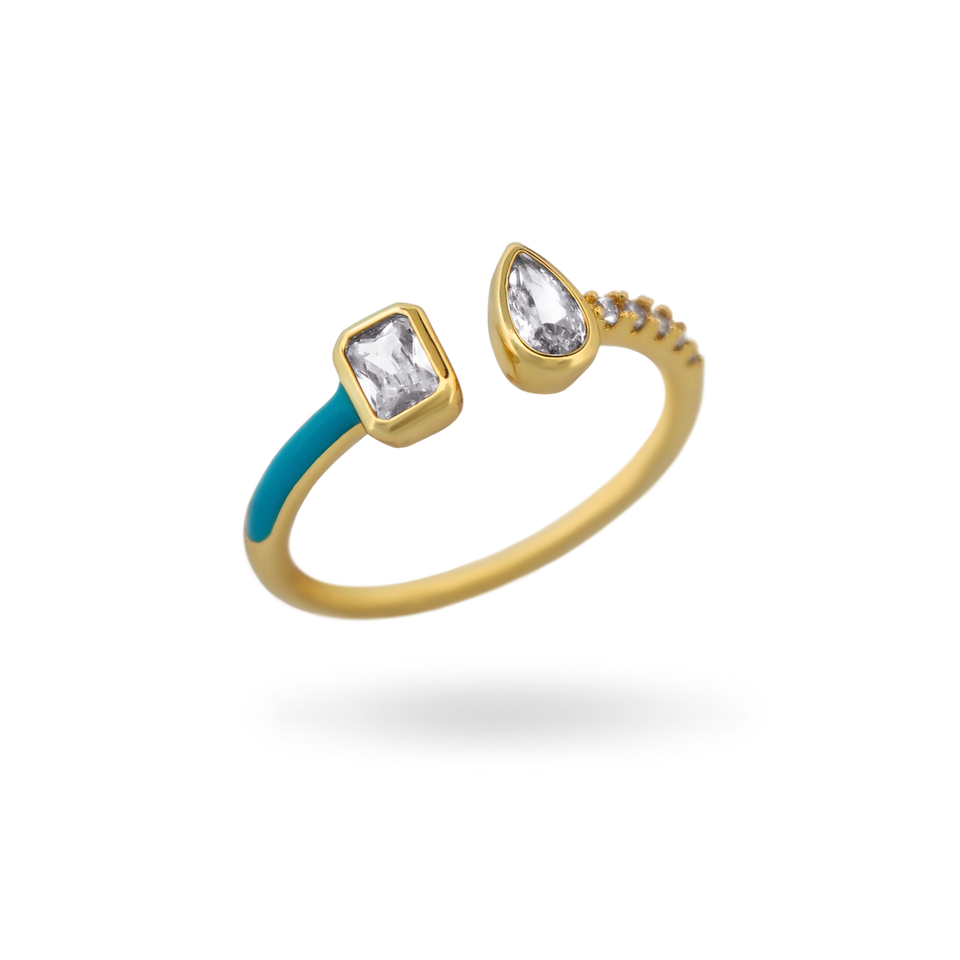 14K Toi et Moi Turquoise Enamel Ring Rings IceLink-SVN 3