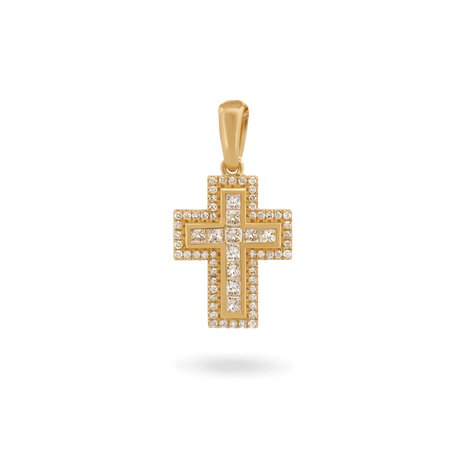 14K Radiant Diamond Cross Pendant Necklaces IceLink-CAL   