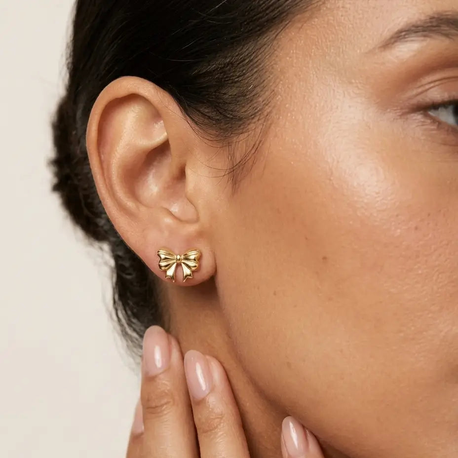 ‘Luna’ Bow Studs Earrings IceLink-JUS