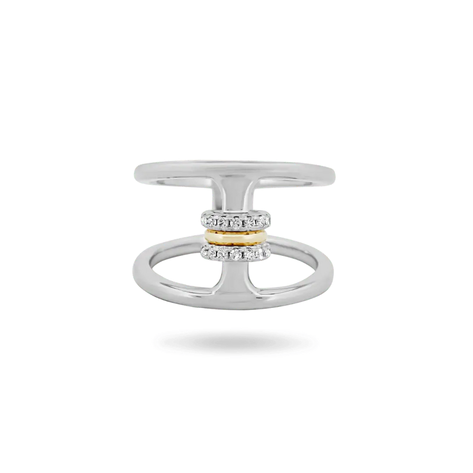 ‘Mirae’ Two-Tone Double Band Ring Rings IceLink-CINDY 4