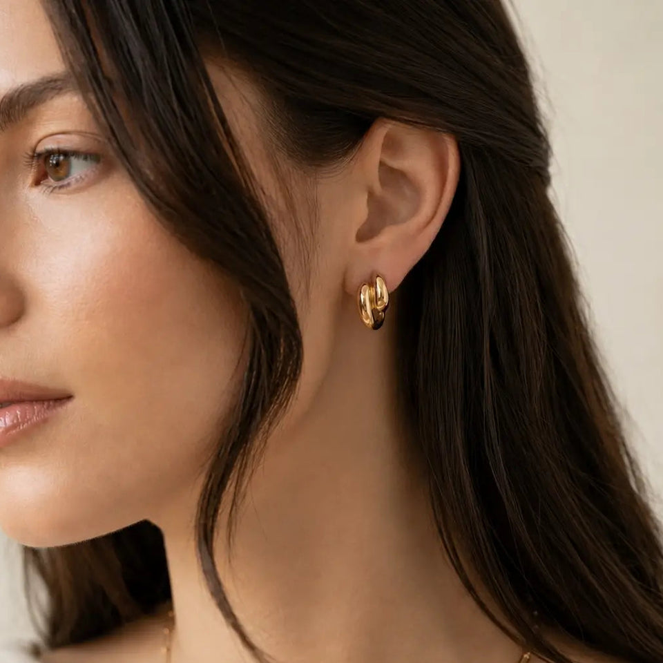 ‘Nora’ Double Teardrop Hoops Earrings IceLink-NICE