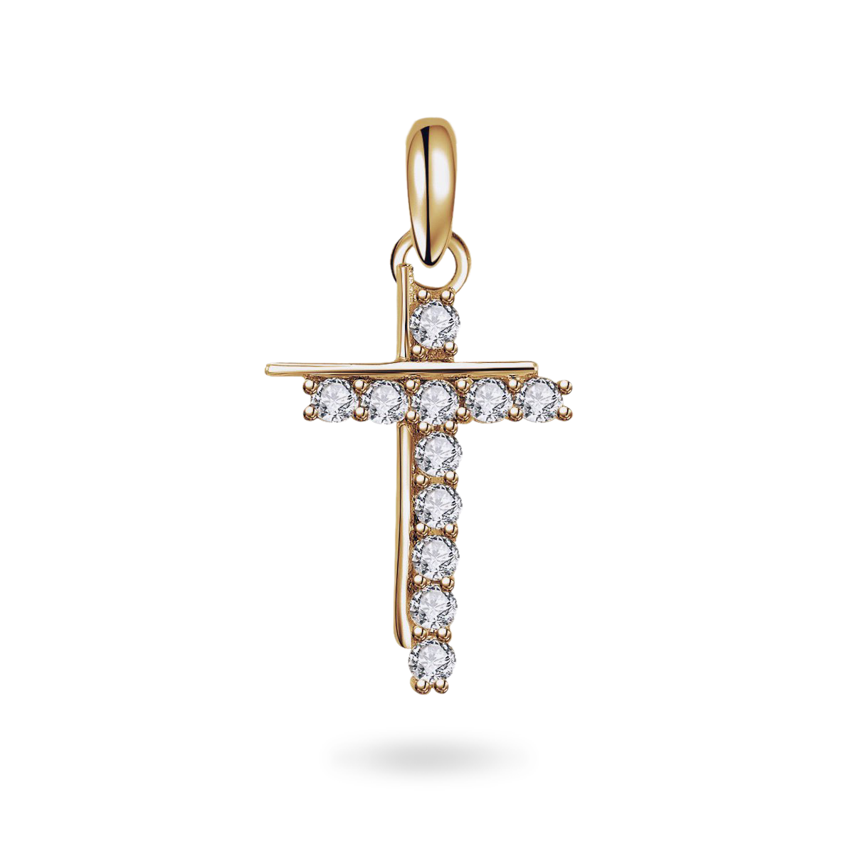14K Double Cross Pendant Necklaces IceLink-CAL 14K Gold  