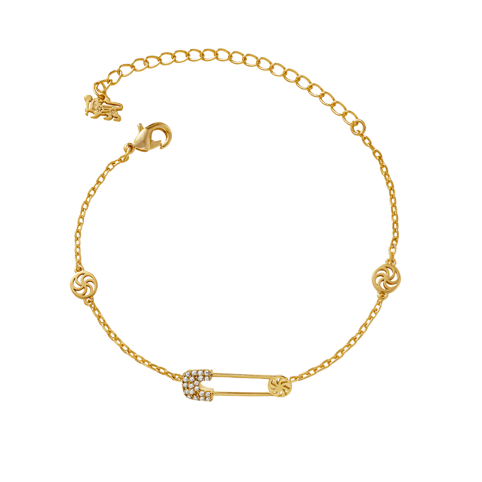 Safety Pin Bracelet Bracelets IceLink-ATL 14K Gold Plated Small 6" -7"