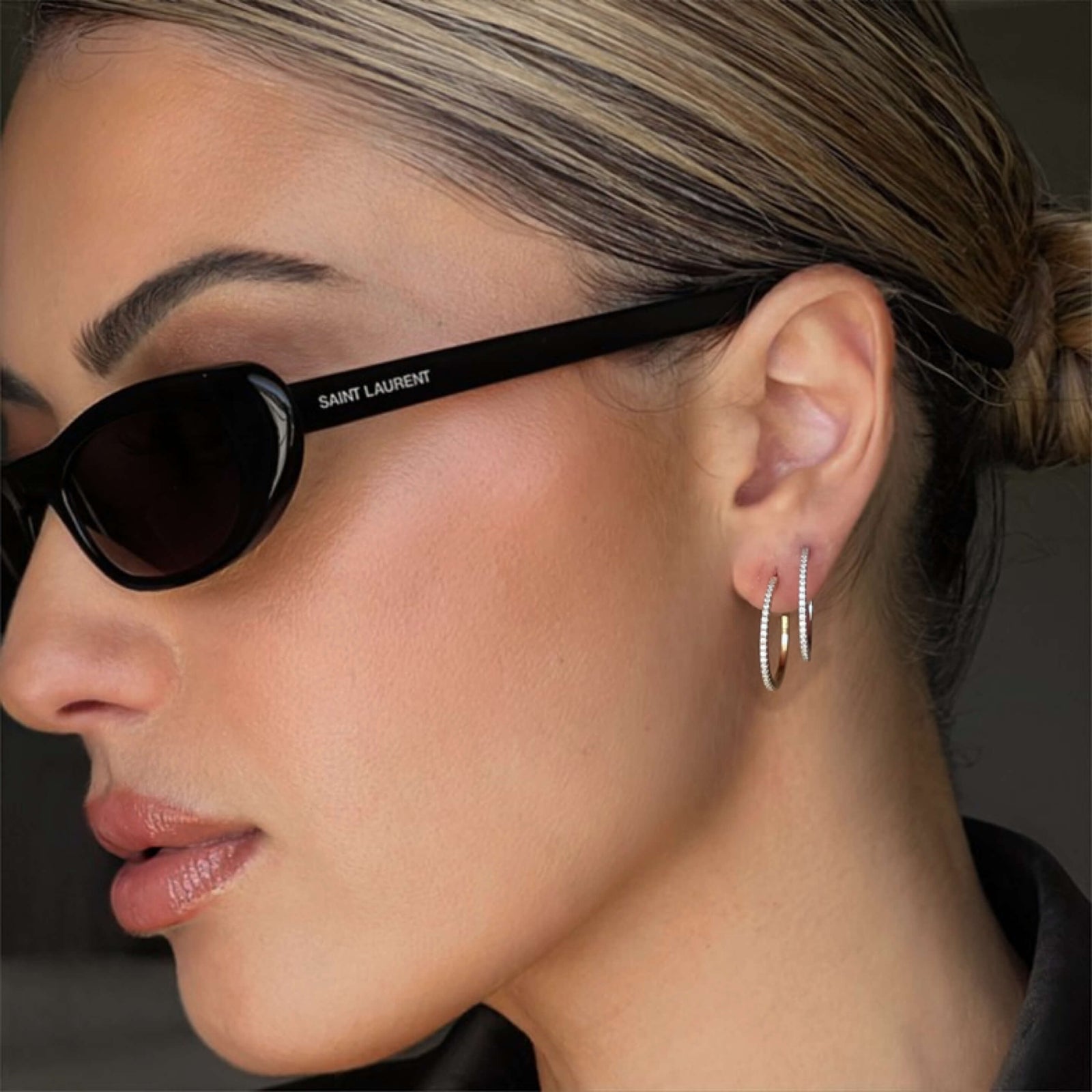 14K Moissanite Hoops Earrings IceLink-CAL 14K White Gold  