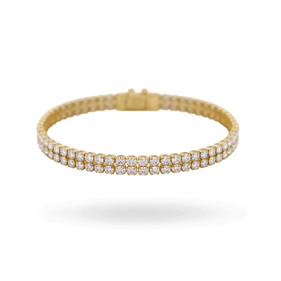 10K Gold 2 Row Moissanite Tennis Bracelet 2.10mm Bracelets IceLink-CAL 6" (3.9g 4.21ct)
