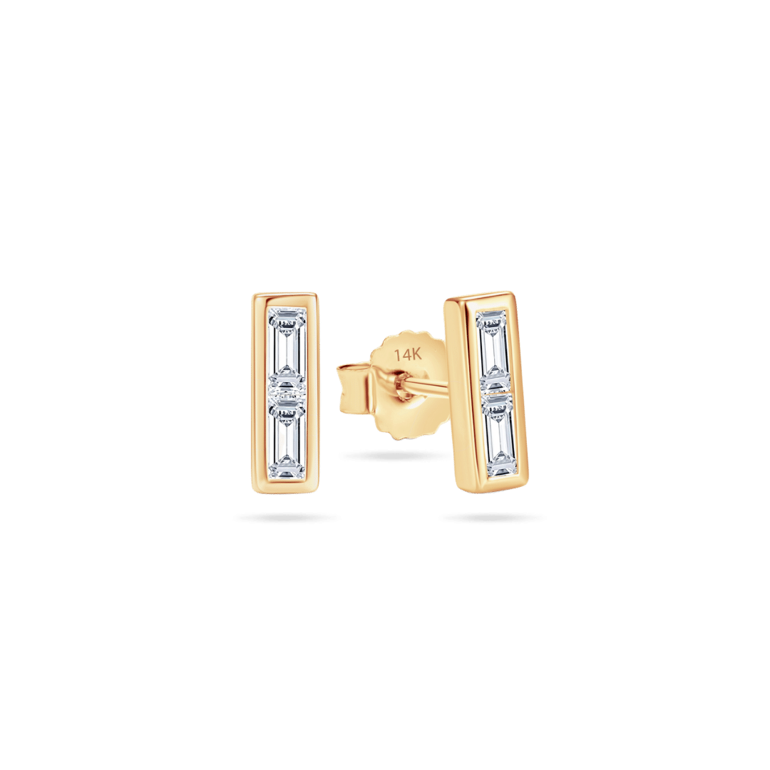 14K Emmy Bar Stud Earrings Earrings IceLink-CAL 14K Gold  