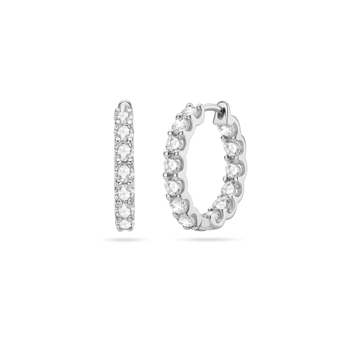 14K Ember Eternity Moissanite Hoops Earrings IceLink-CAL 14K White Gold  