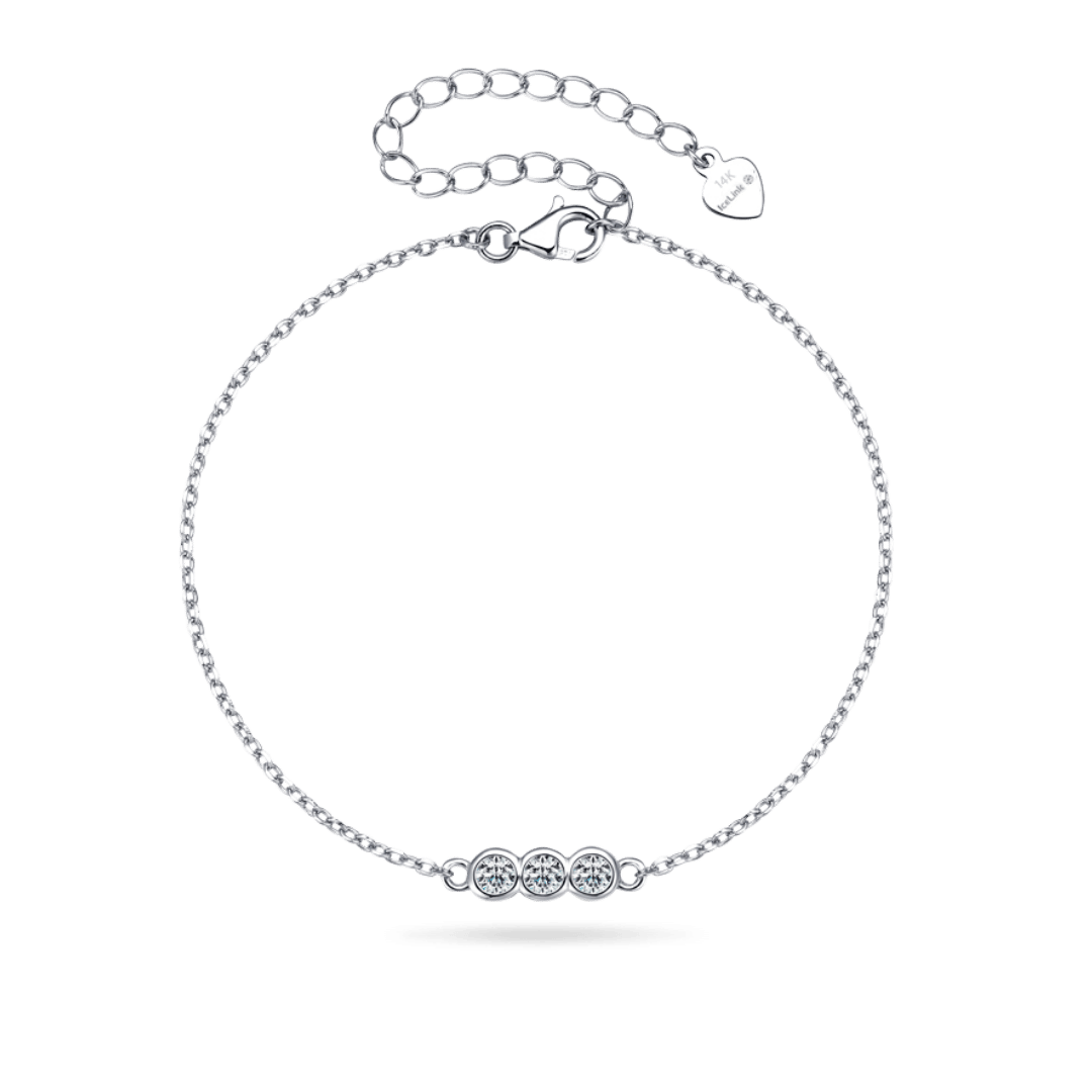 14K White Gold Trinity Moissanite Bracelet Bracelets IceLink-CAL   