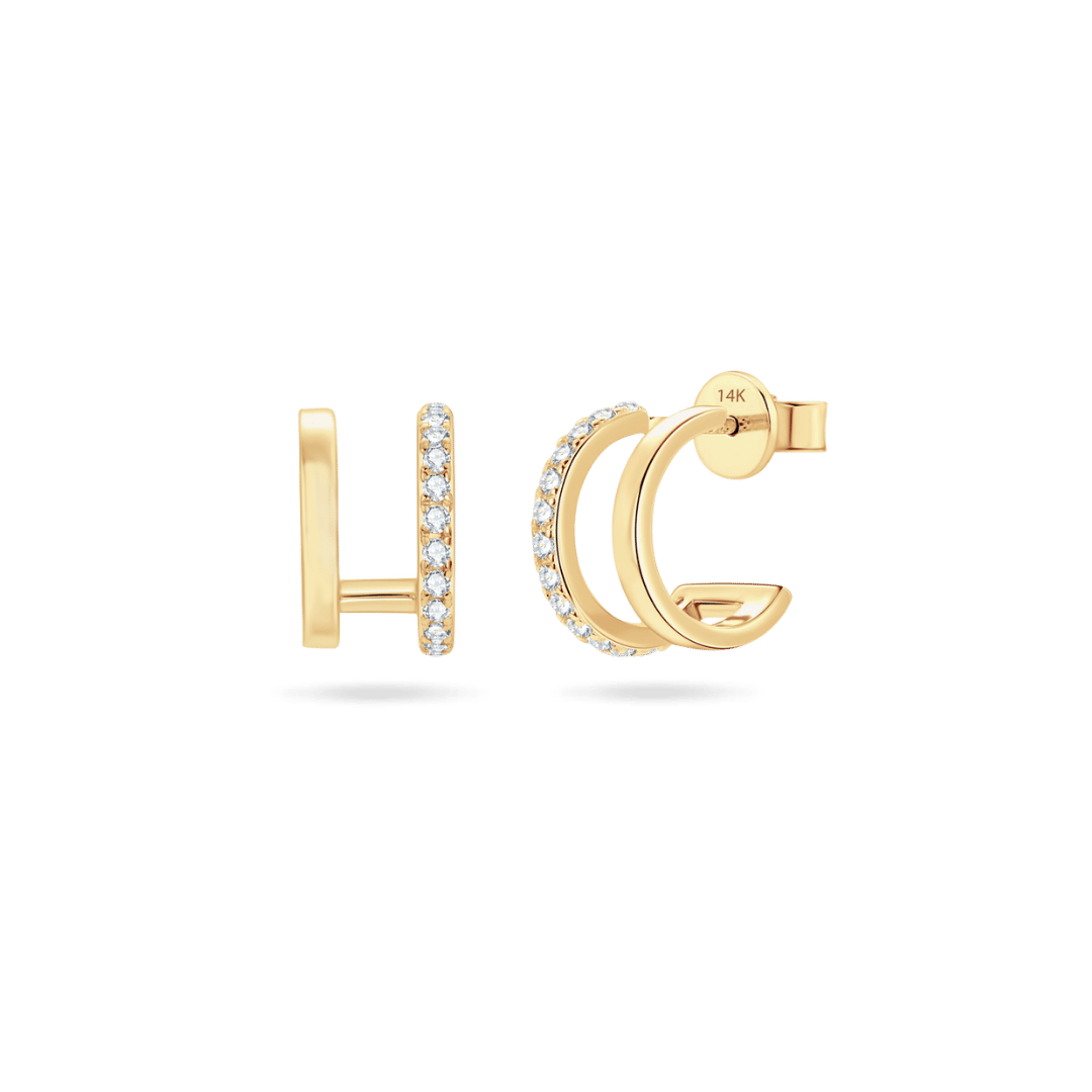 14K Double Hoop Moissanite Earrings Earrings IceLink-CAL 14K Gold  