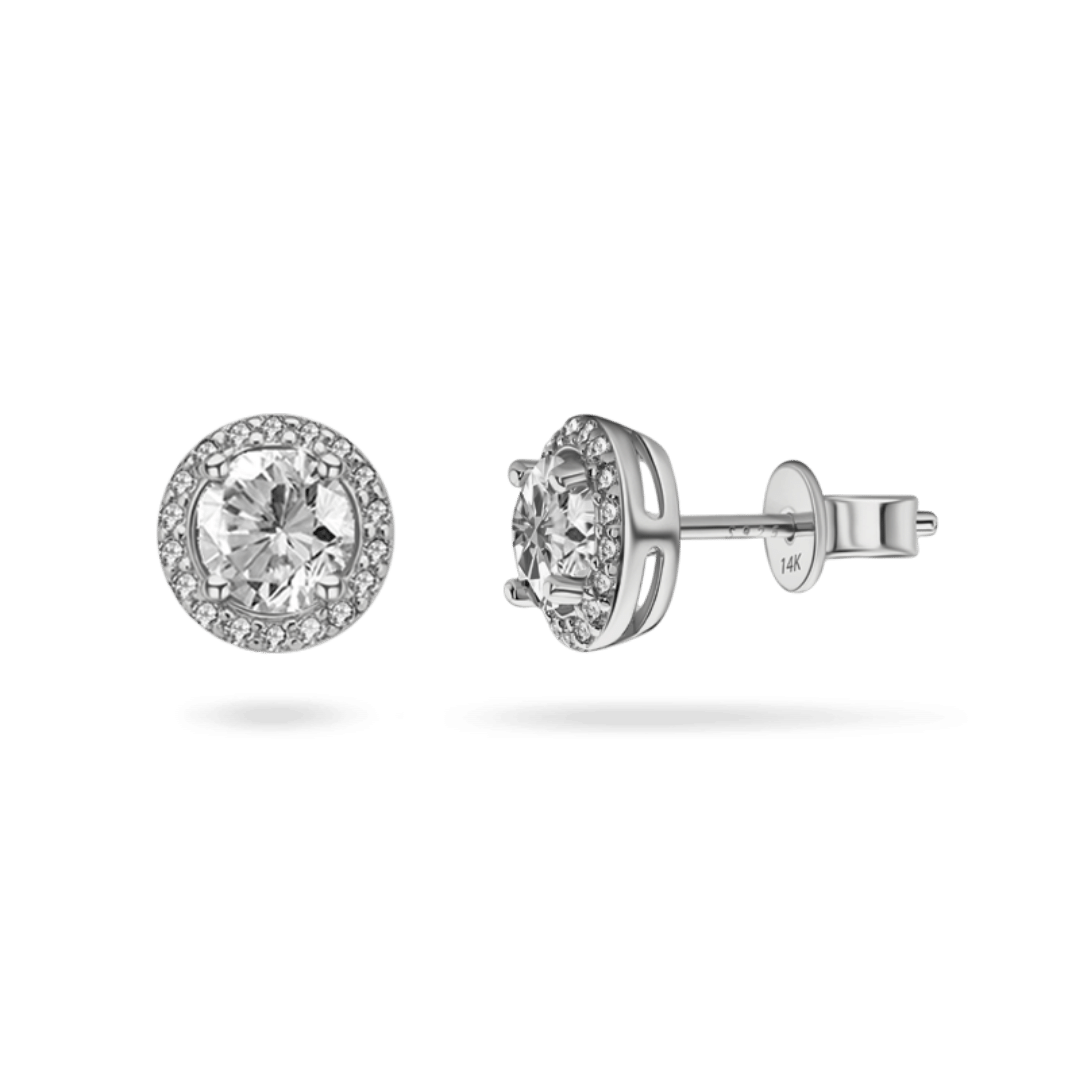 14K Isabella Moissanite Stud Earrings Earrings IceLink-CAL 14K White Gold  