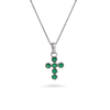 14K Emerald Cross Necklace Necklaces IceLink-CAL 14K White Gold  