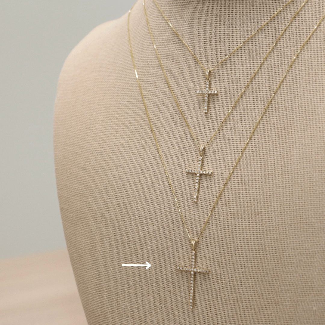 14K Large Square Diamond Cross Pendant Necklaces IceLink-CAL   