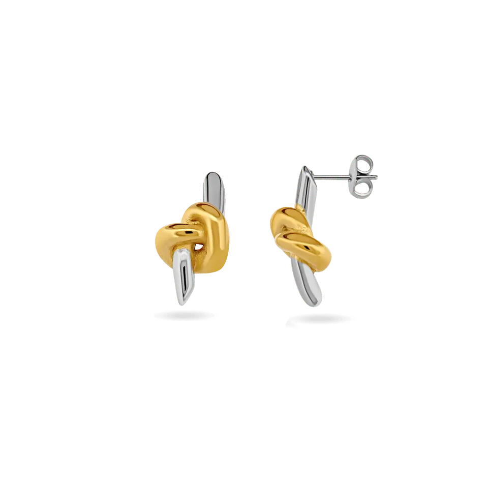 Two-Tone Love Knot Earrings Earrings IceLink-LOVE
