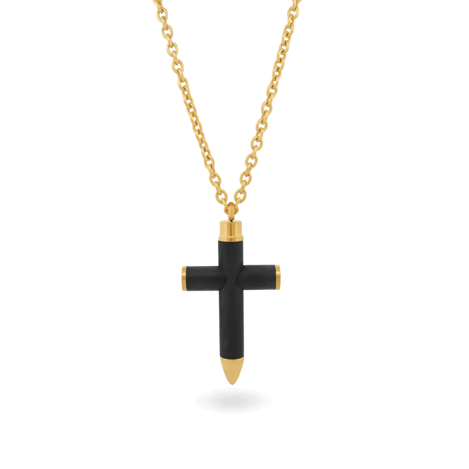 Axel Bullet Carbon Fiber Cross Necklace Necklaces IceLink-CLEEE