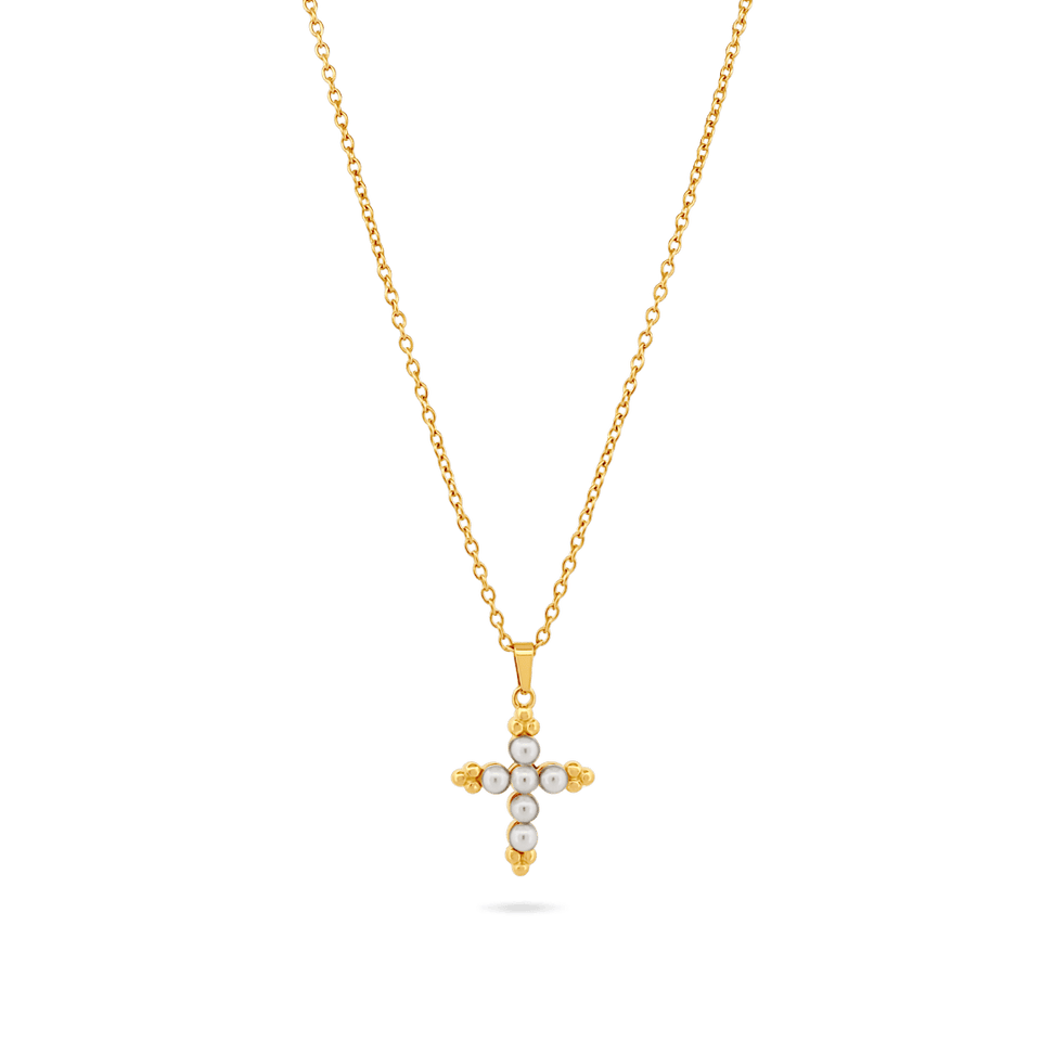 Colette Pearl Cross Necklace Necklaces IceLink-VRNA