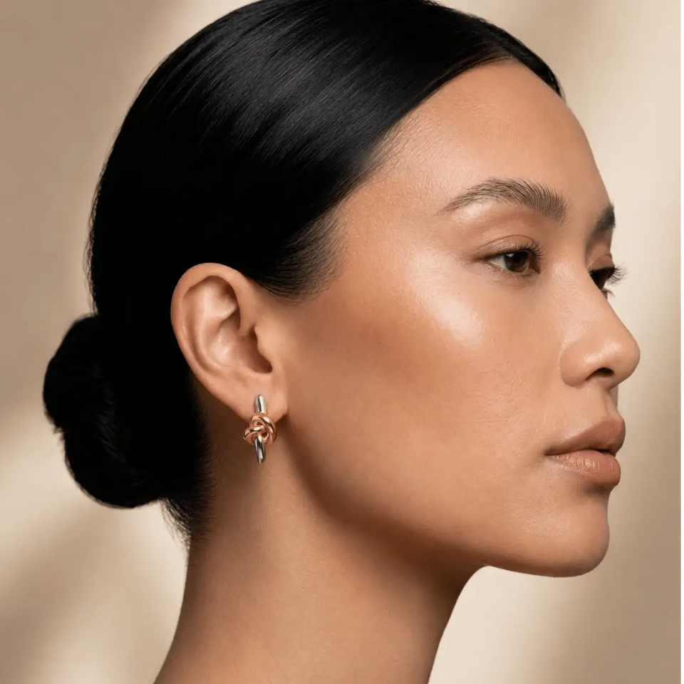 Two-Tone Love Knot Earrings Earrings IceLink-LOVE