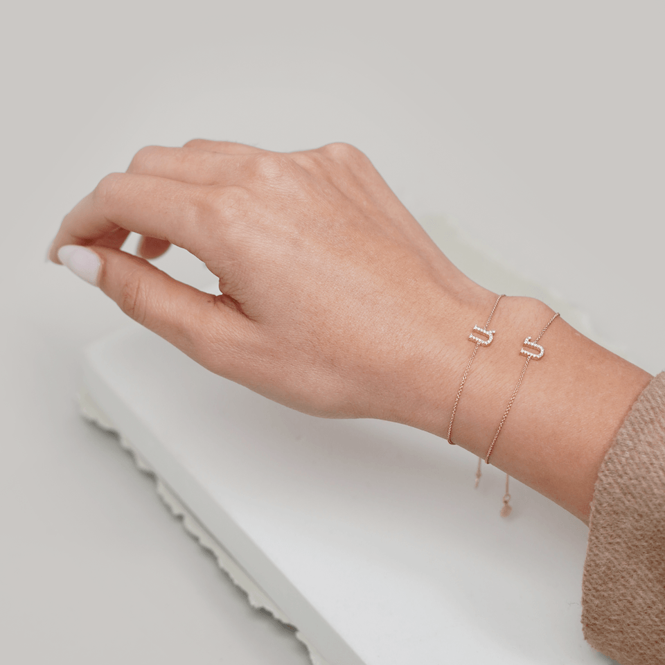 14K Diamond Armenian Initial Bracelet Bracelets IceLink-SVN Ա (Ani)