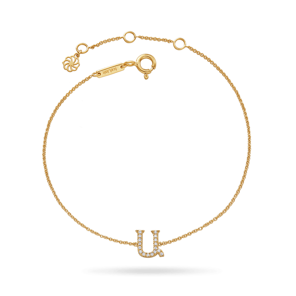 14K Diamond Armenian Initial Bracelet Bracelets IceLink-SVN Ա (Ani)