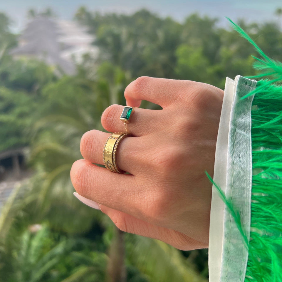 14K Emerald Chain Ring Rings IceLink-SVN 3