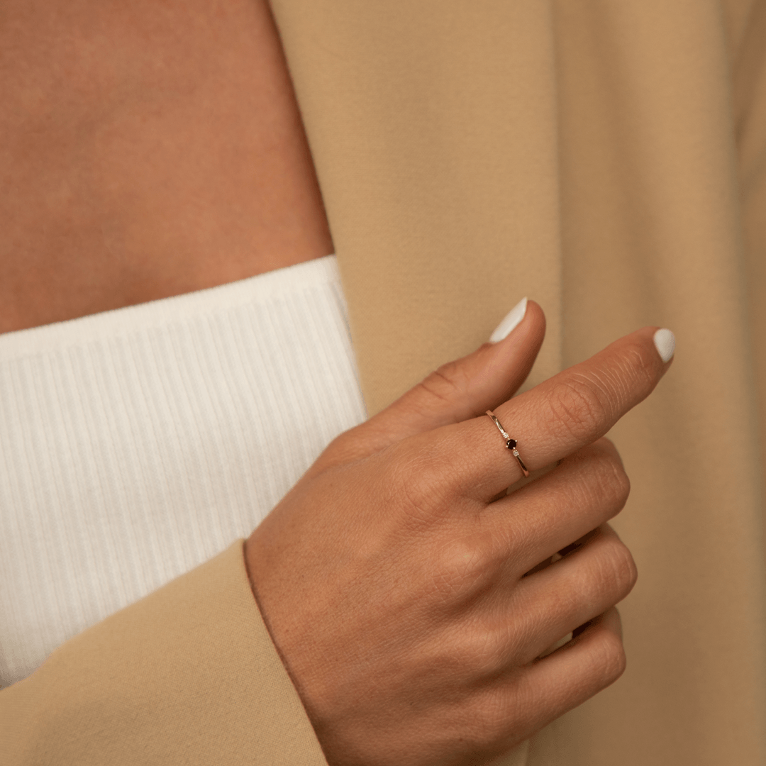 14K Gold Black Stone Ring Rings IceLink-CAL 3  