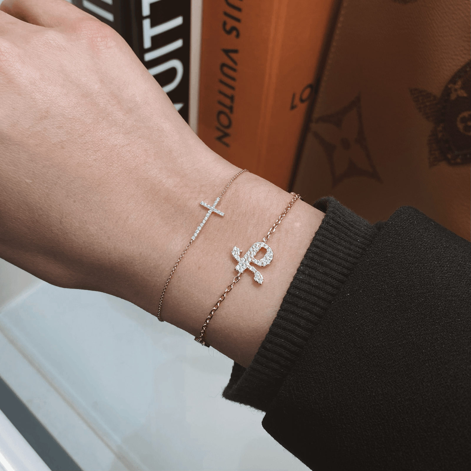 14K 'Paris' Diamond Cross Bracelet Bracelets IceLink-CAL 14K Gold  