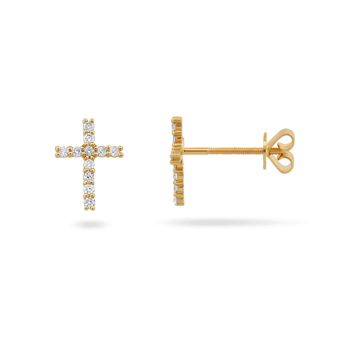 14K Round Diamond Cross Stud Earrings Earrings IceLink-CAL   