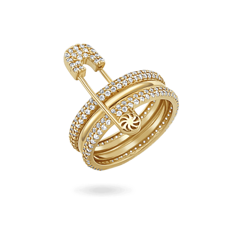 Eternal Safety Pin Ring Rings IceLink-ATL 14K Gold Plated 5