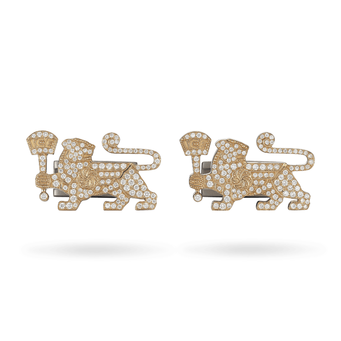 18K Diamond Lioness Cuff Links Accessories IceLink-CAL 18K Rose Gold