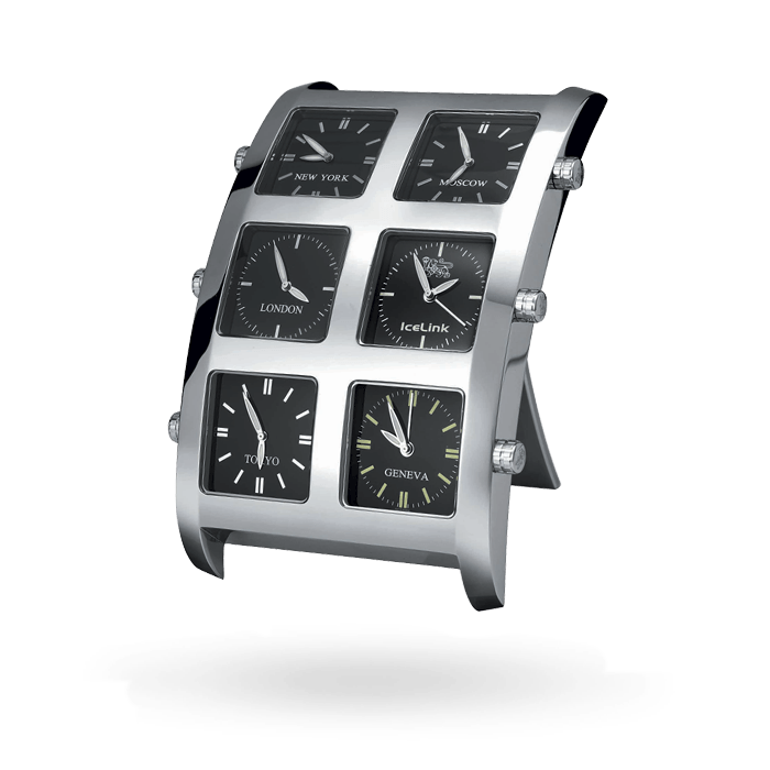 Black 6Timezone Desk Clock (sample sale) Presidential IceLink-CAL
