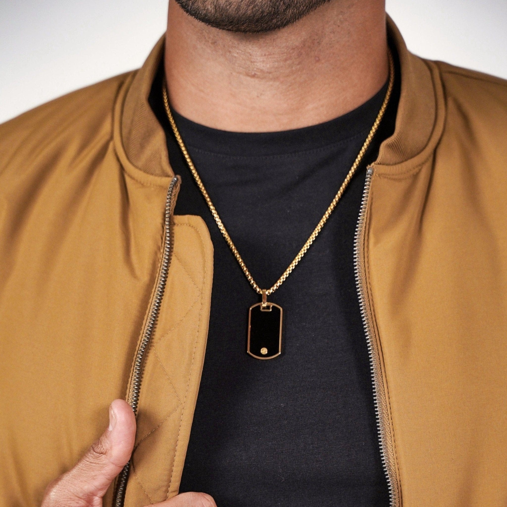 Drake Dog Tag Necklace (sample sale) Necklaces IceLink-RAN Gold PVD 22" 