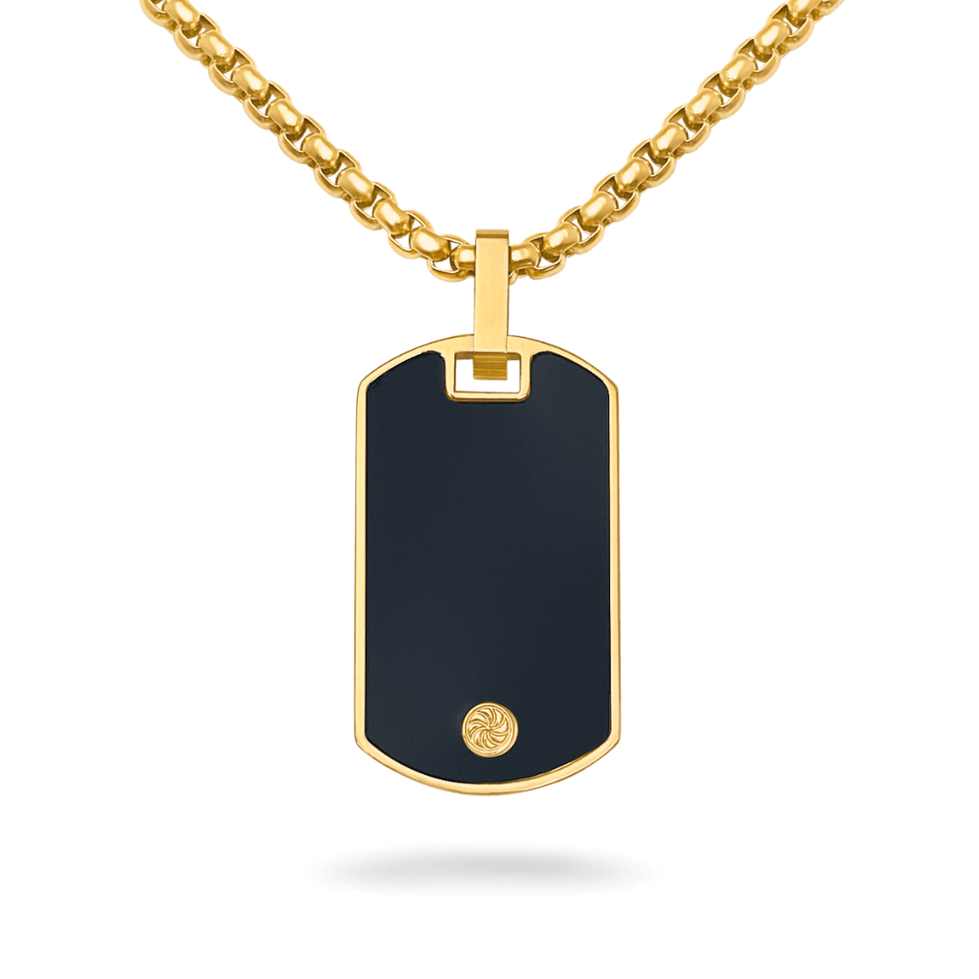 Drake Dog Tag Necklace Necklaces IceLink-RAN Gold PVD 26" 