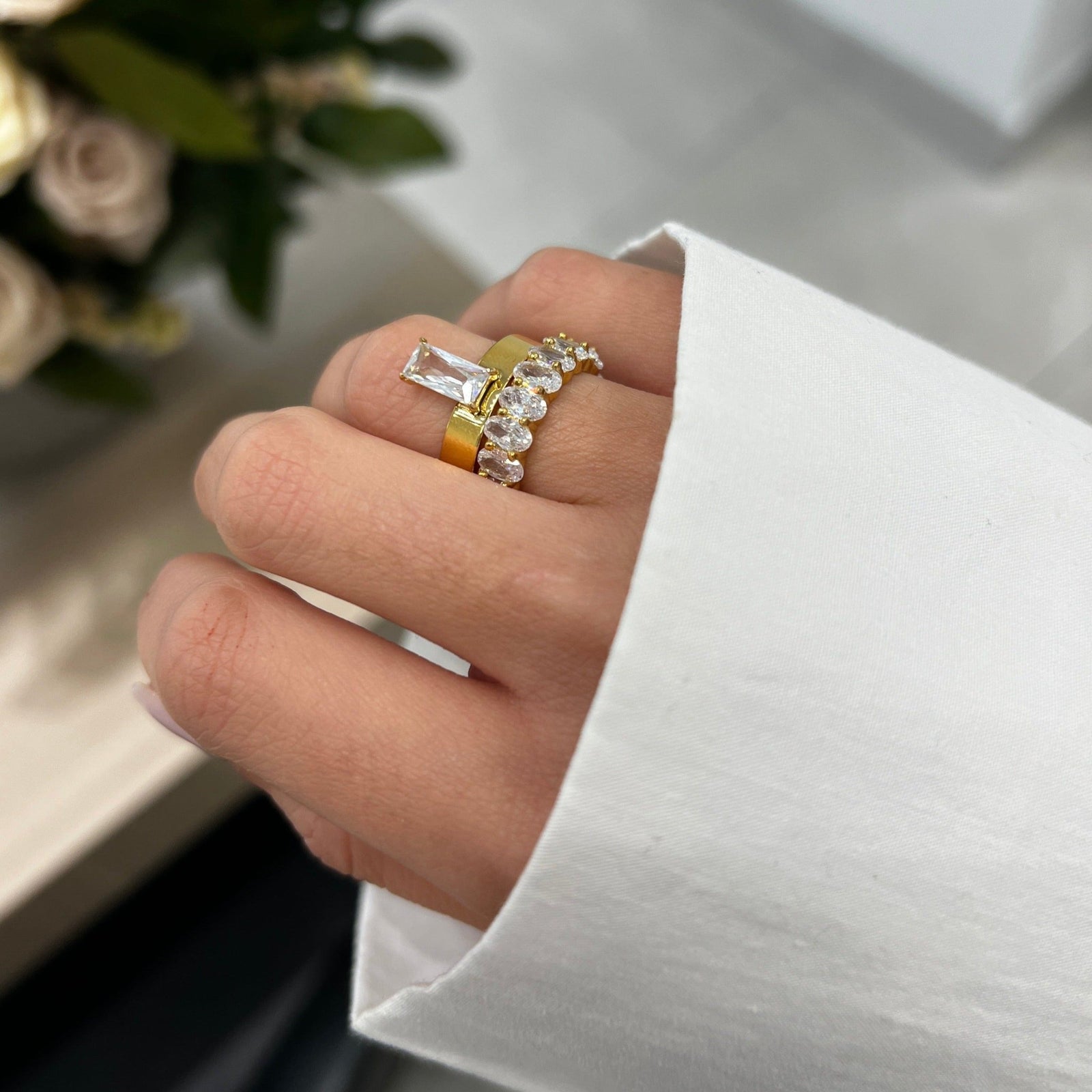 Amor Sui Oval Eternity Ring Rings IceLink-ATL 5 14K Gold Plated 