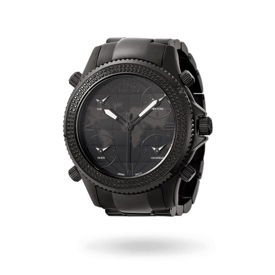 Marco Polo Black 5 Time Zone Watch — Sample Sale Watches IceLink-TI