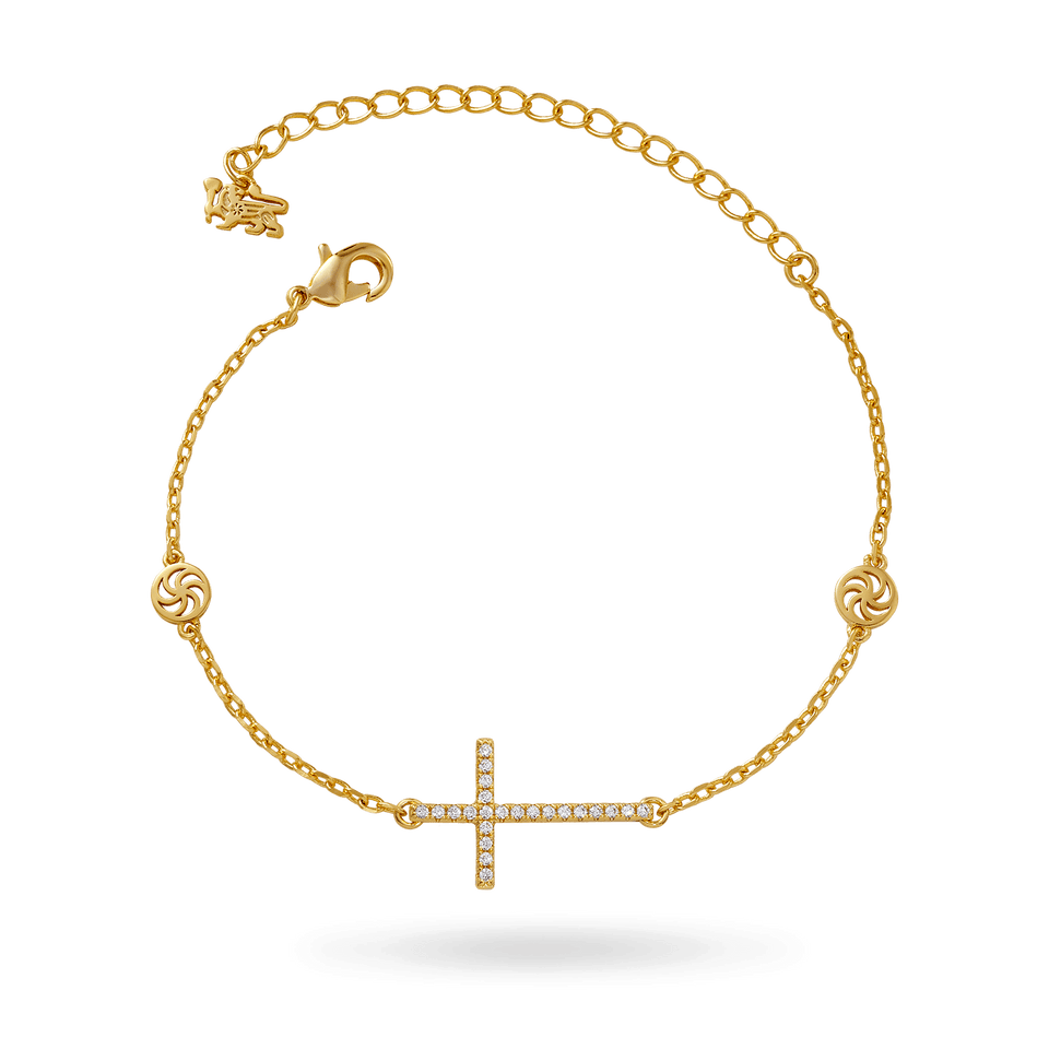 Sideways Cross Bracelet Bracelets IceLink-ATL 14K Gold Plated